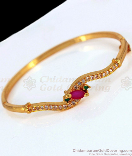 Unique Multi Stone Design Gold Bracelet For Party Wear BRAC396