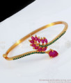 Artistic Flower Design Ruby Emerald Stone Gold Bracelets BRAC398