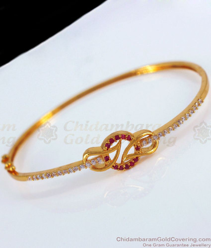 Buy Stylish American Diamond Leaf Design Gold Bracelet Designs for Ladies