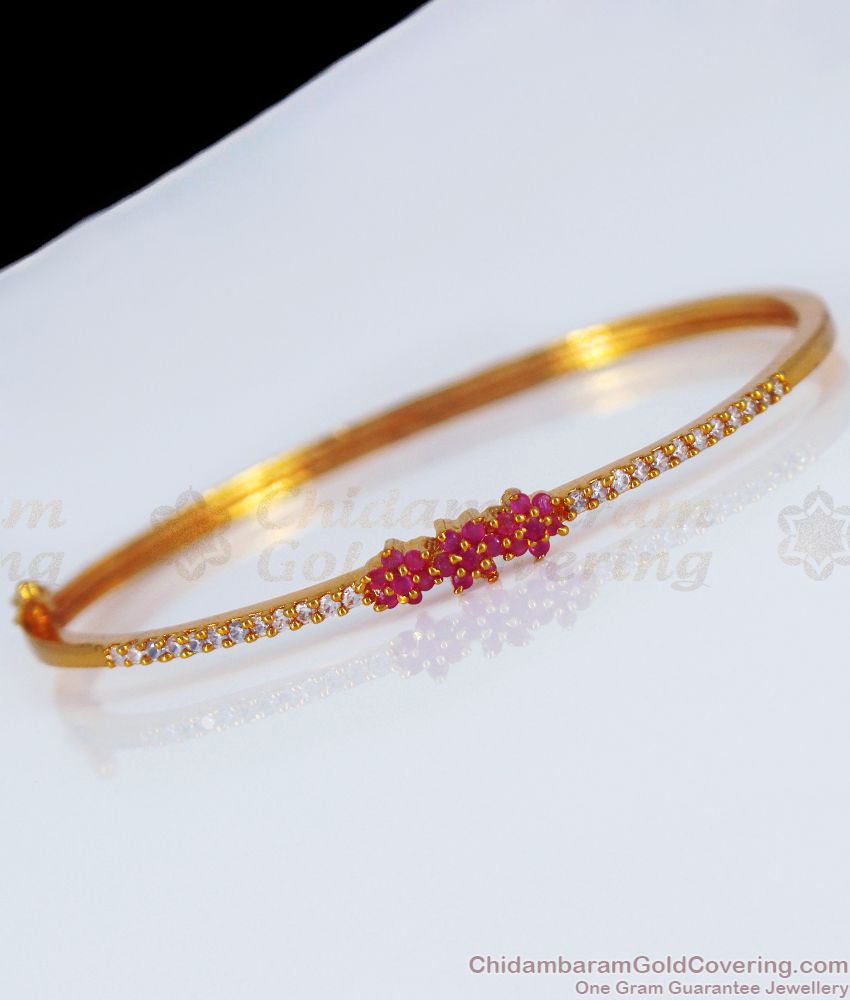 New Design Ruby White Stone Gold Bracelet For Womens BRAC408