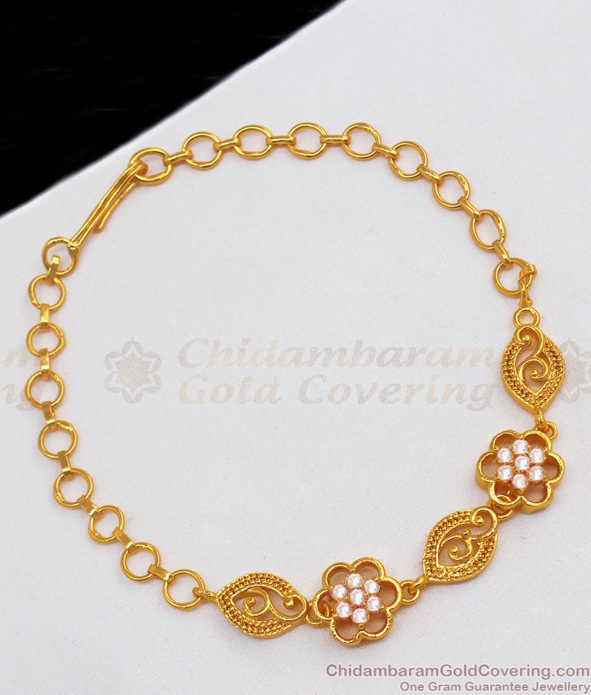 Latest AD Stone One Gram Gold Bracelet Design For Ladies BRAC422