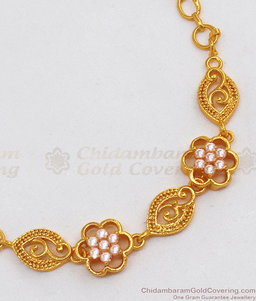Latest AD Stone One Gram Gold Bracelet Design For Ladies BRAC422