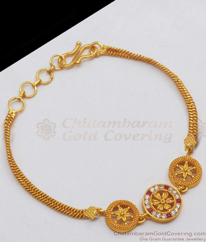 Latest Design Ruby AD Stone Gold Bracelet BRAC433