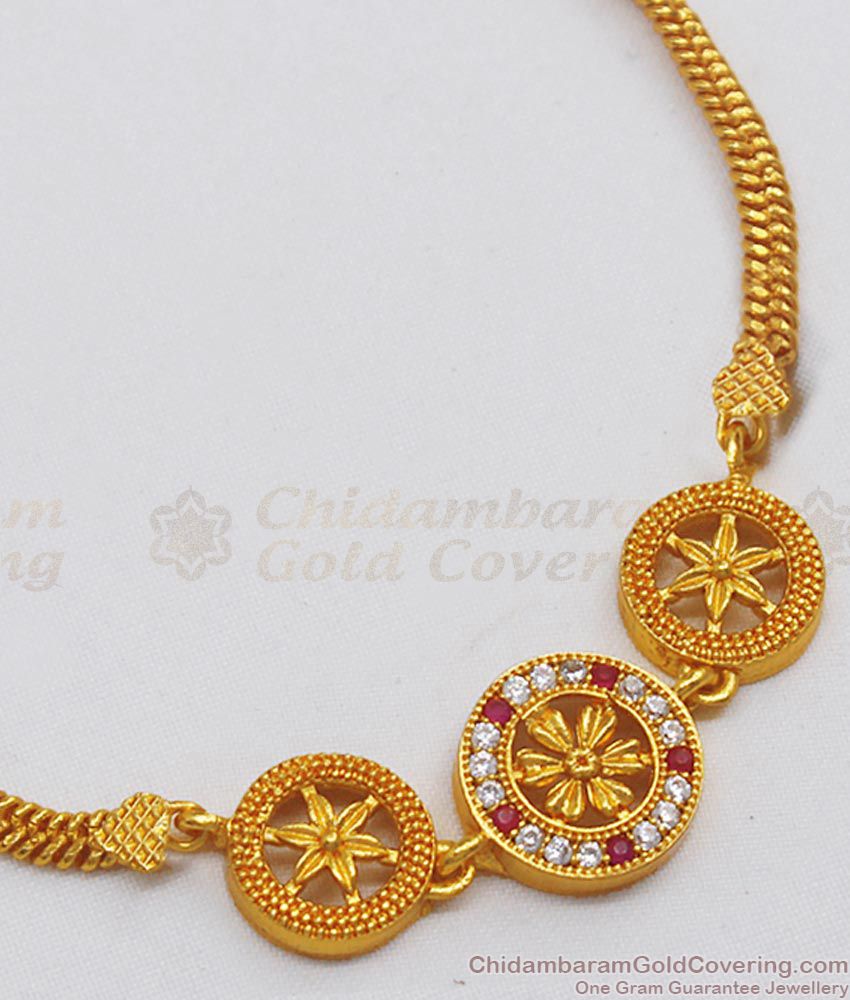 Latest Design Ruby AD Stone Gold Bracelet BRAC433