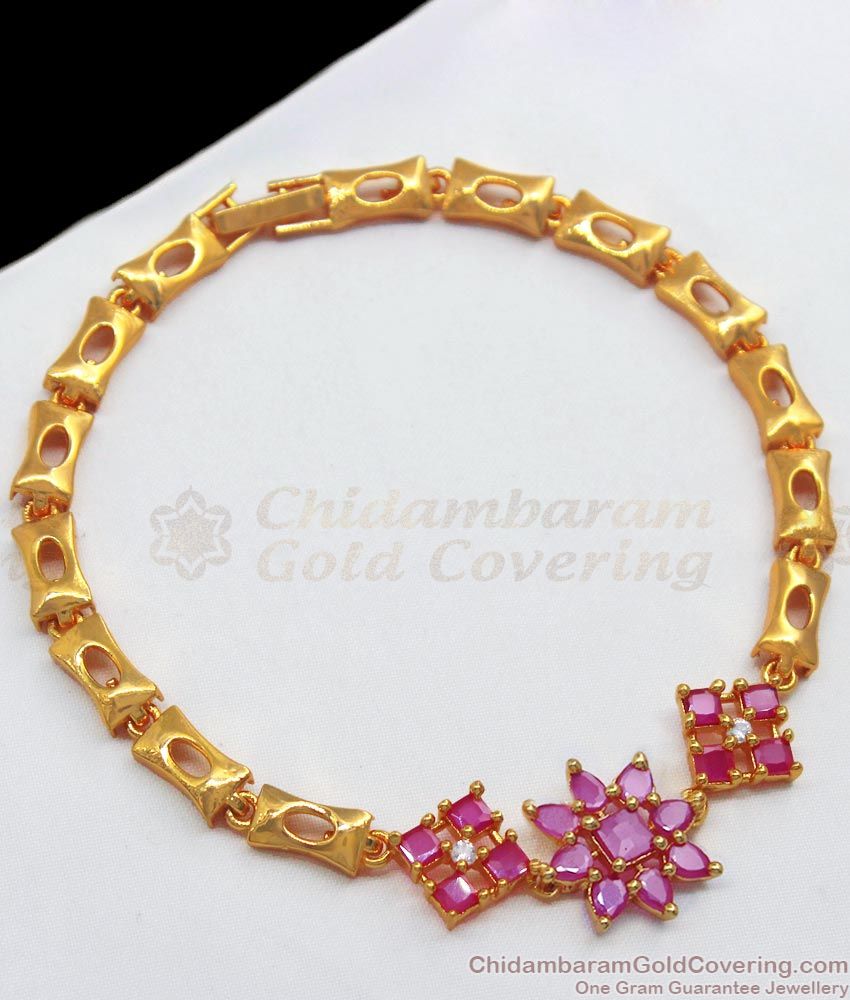 Womens Fashion Jewelry Ruby Stone Gold Bracelets BRAC446