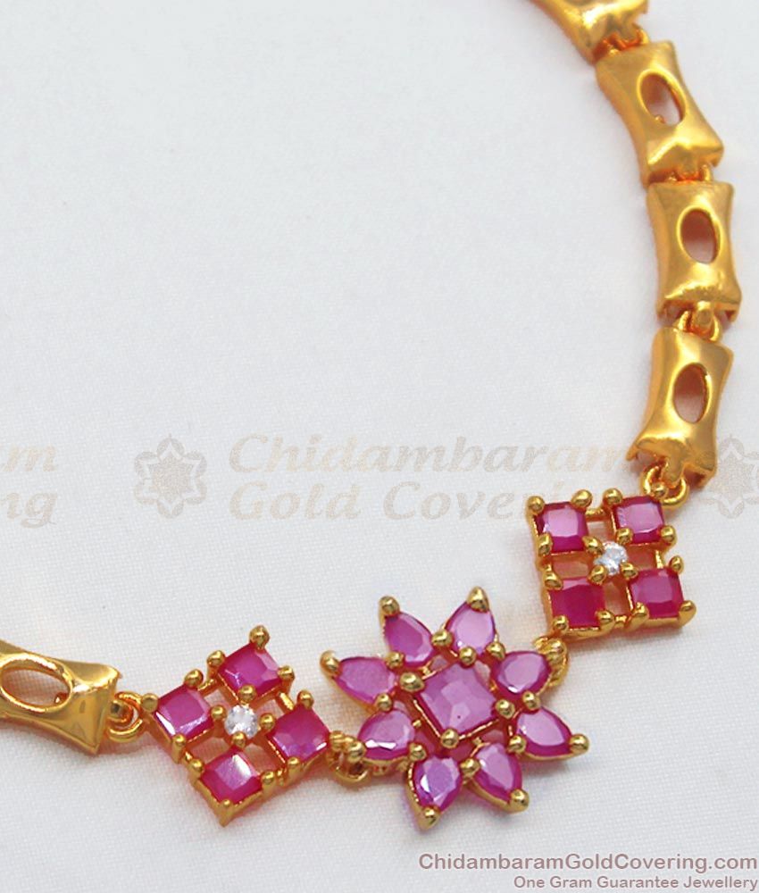 Womens Fashion Jewelry Ruby Stone Gold Bracelets BRAC446