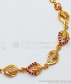 Latest Leaf Design Ruby Stone Gold Plated Bracelets BRAC451