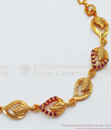 Latest Leaf Design Ruby Stone Gold Plated Bracelets BRAC451 Latest Leaf Design Ruby Stone Gold Plated Bracelets BRAC451