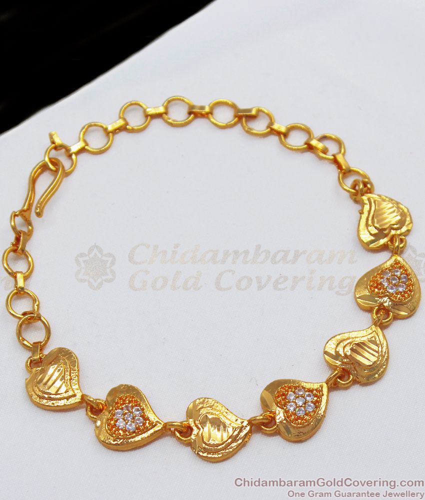 Attractive Heart Design AD Stone Gold Bracelets BRAC453