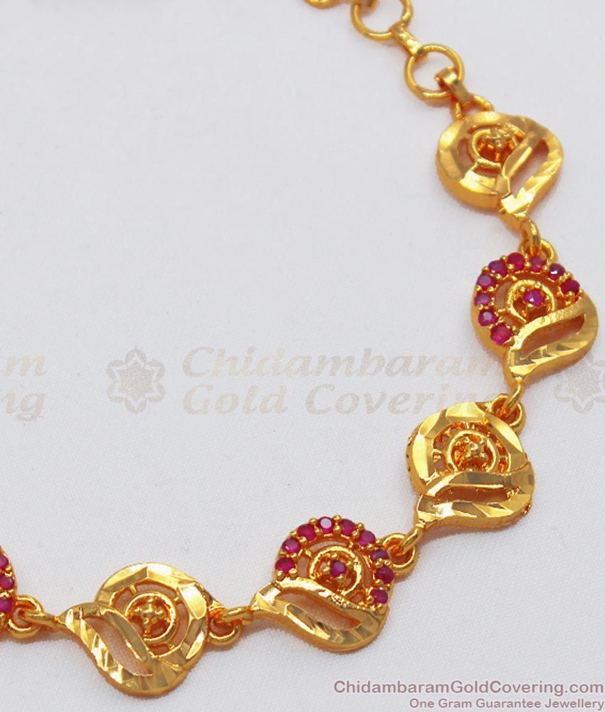 Ravishing Ruby Stone Gold Plated Bracelets BRAC454