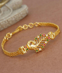Fabulous Peacock Design Multi Stone Gold Plated Bracelets BRAC459 Fabulous Peacock Design Multi Stone Gold Plated Bracelets BRAC459