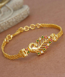 Fabulous Peacock Design Multi Stone Gold Plated Bracelets BRAC459