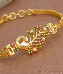 Fabulous Peacock Design Multi Stone Gold Plated Bracelets BRAC459 Fabulous Peacock Design Multi Stone Gold Plated Bracelets BRAC459