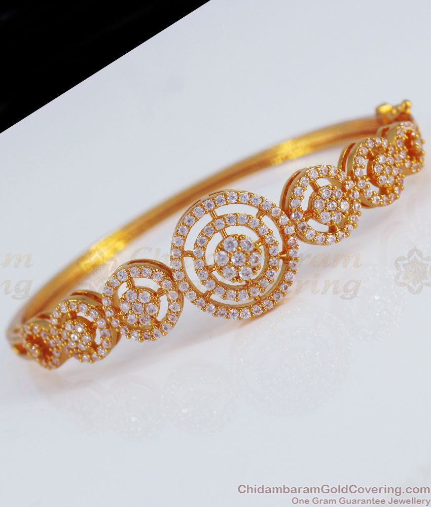 Stunning Full White Stone Open Type Gold Bracelet BRAC480