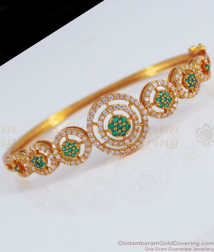 Trendy White Emerald Stone Open Type Gold Bracelet BRAC481