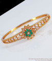 Floral White Emerald Stone Open Type Gold Bracelet BRAC485