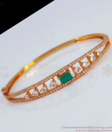 Glowing Green Gem Stone One Gram Gold Bracelet Open Type BRAC491