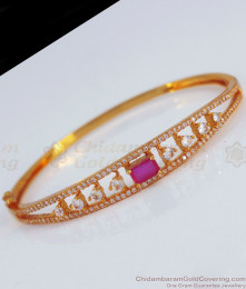 Unique Red Gem One Gram Gold Bracelet Open Type BRAC492