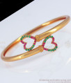 Heart Design Multi Color Stone Gold Bracelet Slide Open Type BRAC499