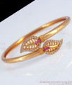 Modern Leaf Diamond Stone  Gold Bracelet Open Type BRAC501