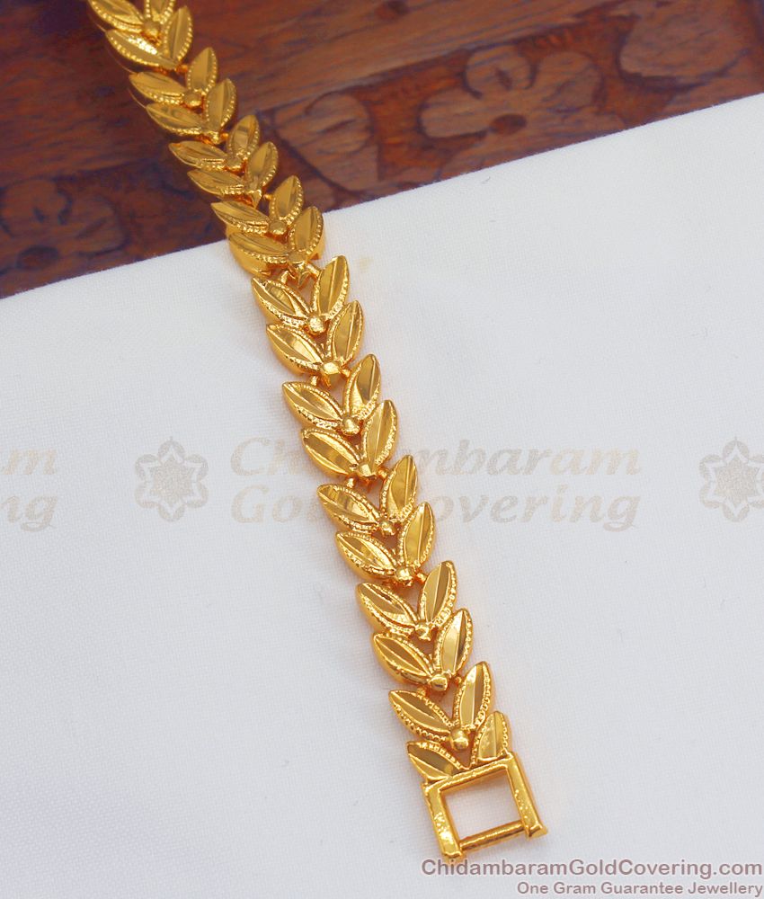 Trendy Leaf Design Chain Gold Bracelet Shop Online BRAC505