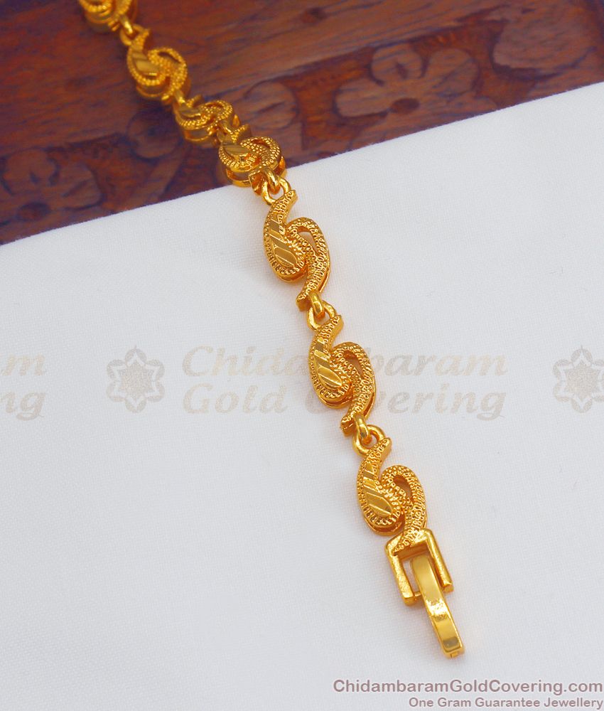 Twin Sprial Design Chain Type Gold Bracelet BRAC506