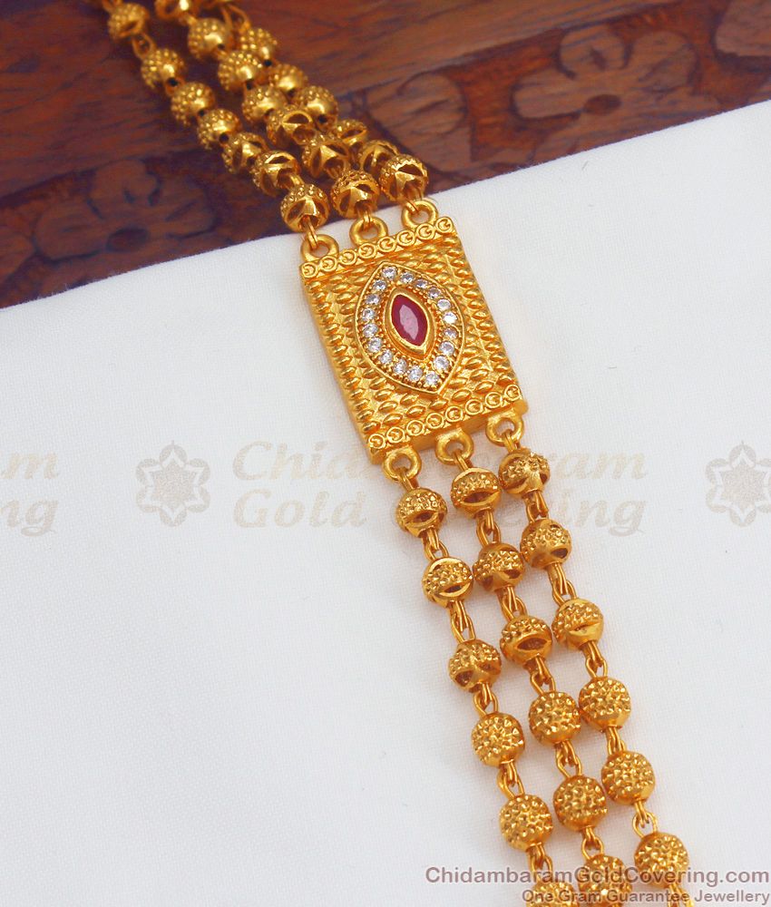 Grand Multi Stone Ruby Design Gold Chain Bracelet BRAC507