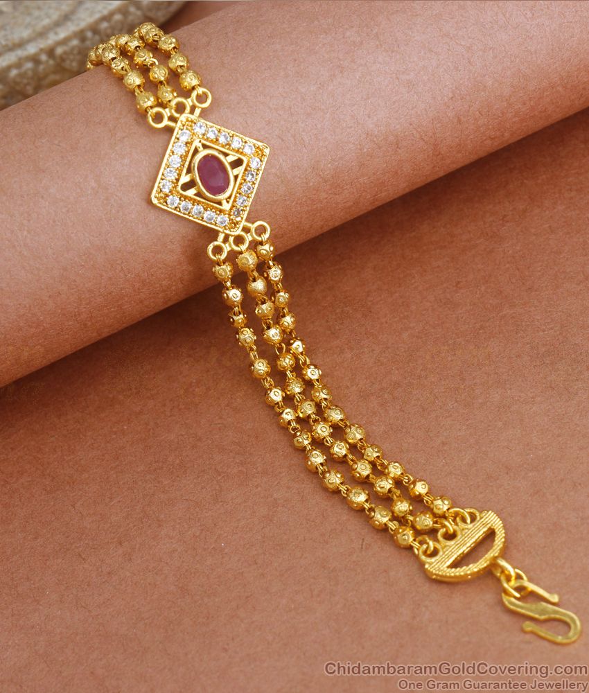 One Gram Gold Bracelet Collections Ruby Stone Jewelry Shop Online BRAC578