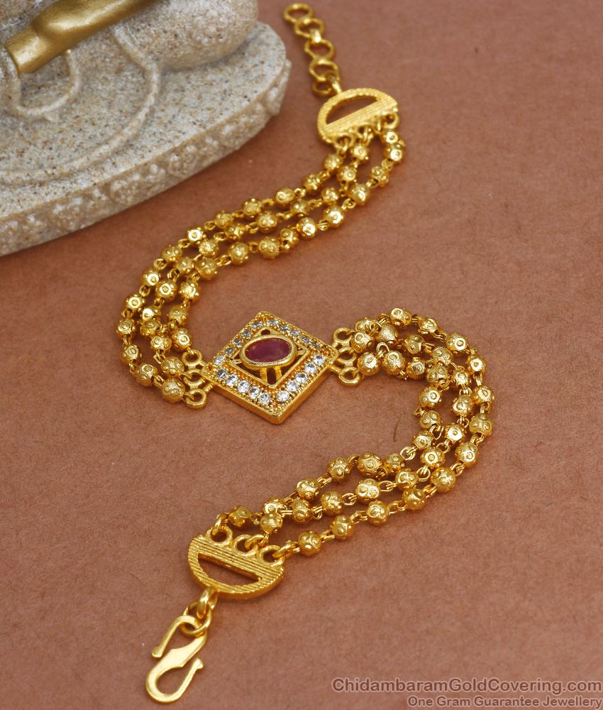 1 Gram Gold Beads Bracelet Design Stone Pattern Shop Online BRAC523