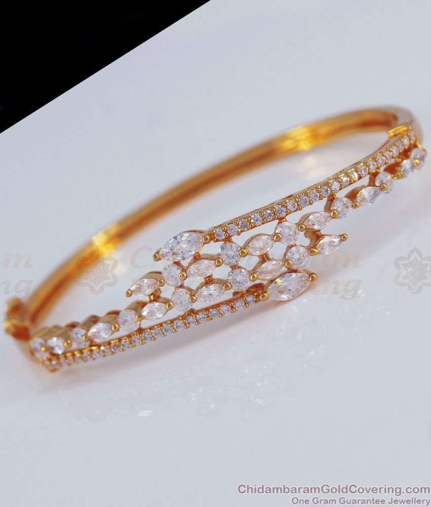 Sparkling Full White Stone Four Layer Lock Type Gold Bracelet BRAC526