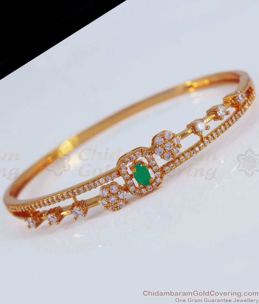 Elegant Emerald Stone Gold Bracelet Lock Type BRAC531