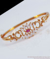 Floral White Ruby Stone Gold Bracelet Lock Type BRAC532