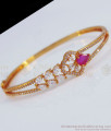 Sparkling White Ruby Stone Flower Design Gold Bracelet BRAC533