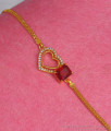 Stunning Heart Ruby Stone Gold Womens Bracelet BRAC538