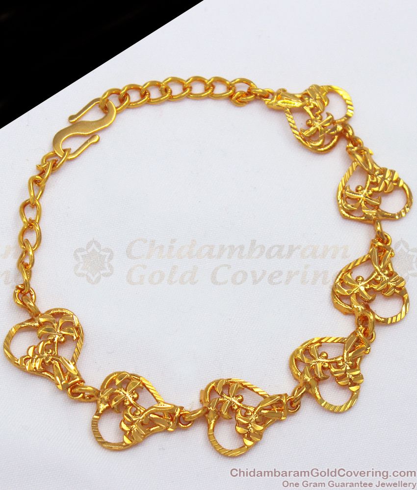 Latest Heart Shaped Gold Plated Bracelets Hook Type BRAC541 Latest Heart Shaped Gold Plated Bracelets Hook Type BRAC541