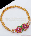 Gorgeous Ruby Stone Flower Design Gold Imitation Bracelet BRAC542