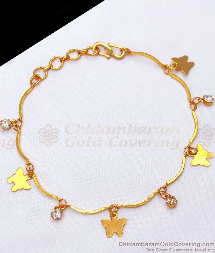 Mesmerizing Butterfly White Stones Gold Plated Bracelet BRAC544