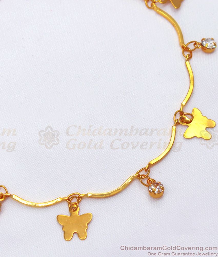 Mesmerizing Butterfly White Stones Gold Plated Bracelet BRAC544