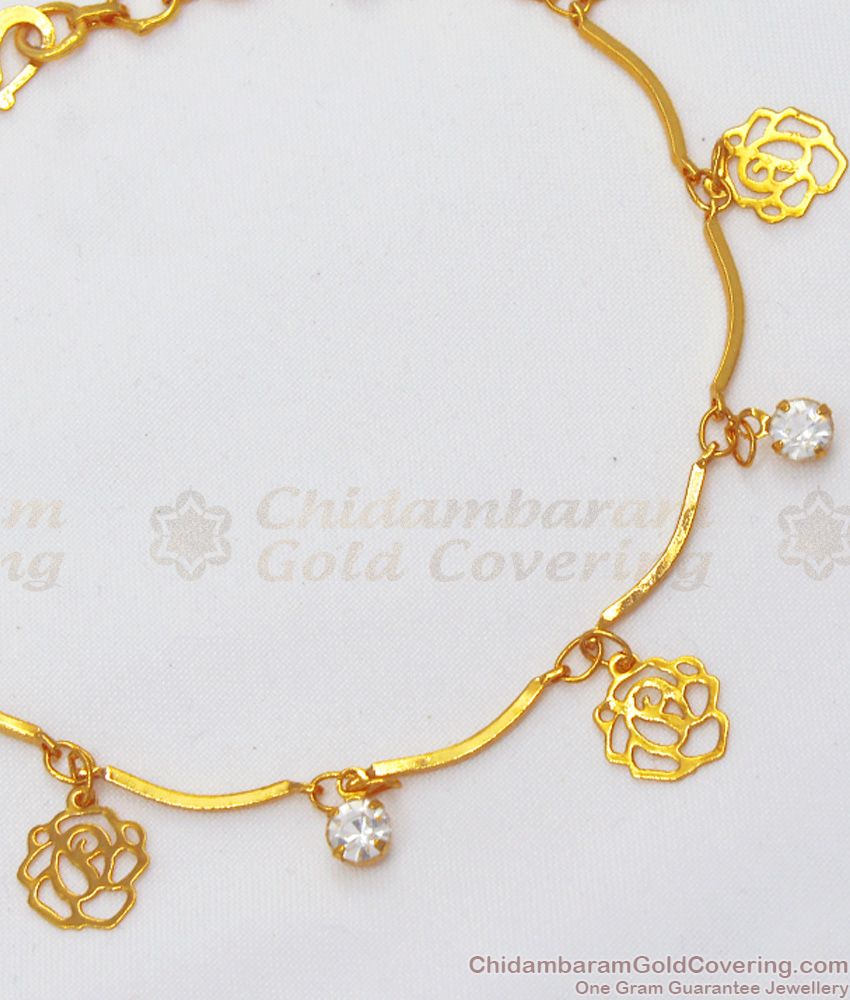 One Gram Gold Bracelet Hanging White Stone Online Fashion BRAC548