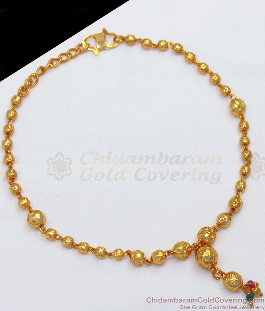 Latest Semi Polish Ball Gold Pated Bracelet South Indian Jewelry BRAC551