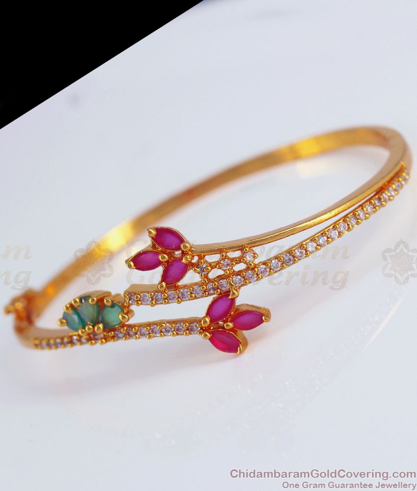 CZ Multi Stone Gold Bracelet Party Wear Online Fashion BRAC561