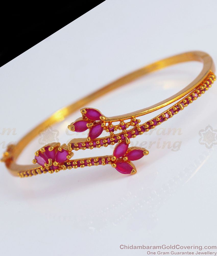 Stylish One Gram Gold Imitation Bracelet Full Ruby Stone BRAC564 Stylish One Gram Gold Imitation Bracelet Full Ruby Stone BRAC564