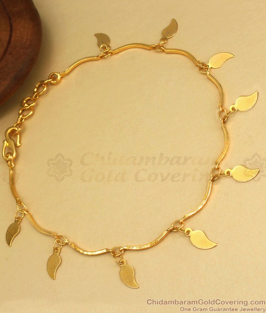 Delicate Gold Plated Bracelet Light Weight Collections Plain Leaf Design BRAC605