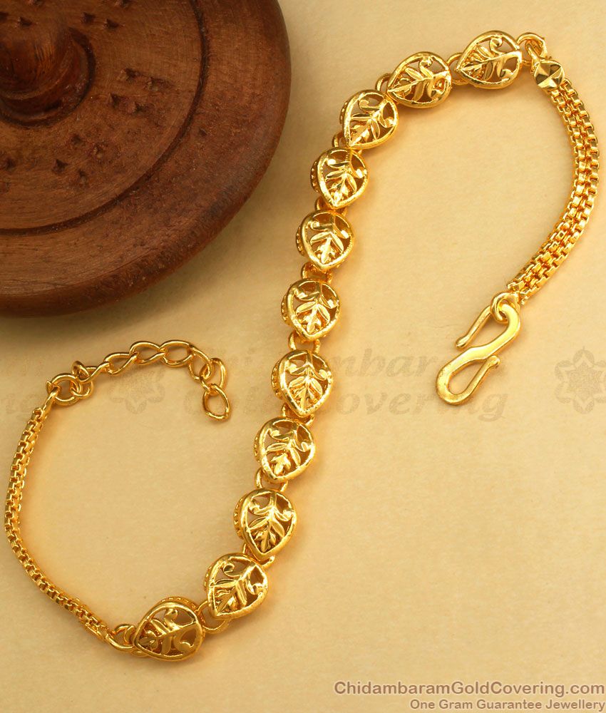 Gold Imitation Bracelet Solid Leaf Pattern Shop Online BRAC609