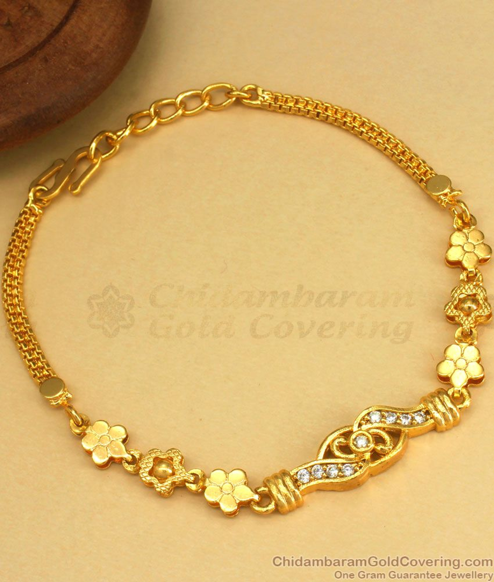 Glittering White Stone Gold Bracelet Design Womens Jewelry BRAC613 — free download
