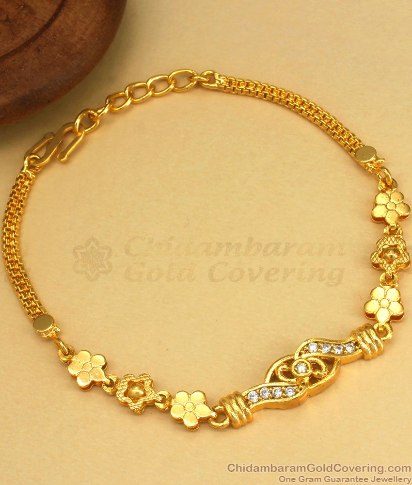 Glittering White Stone Gold Bracelet Design Womens Jewelry  BRAC613