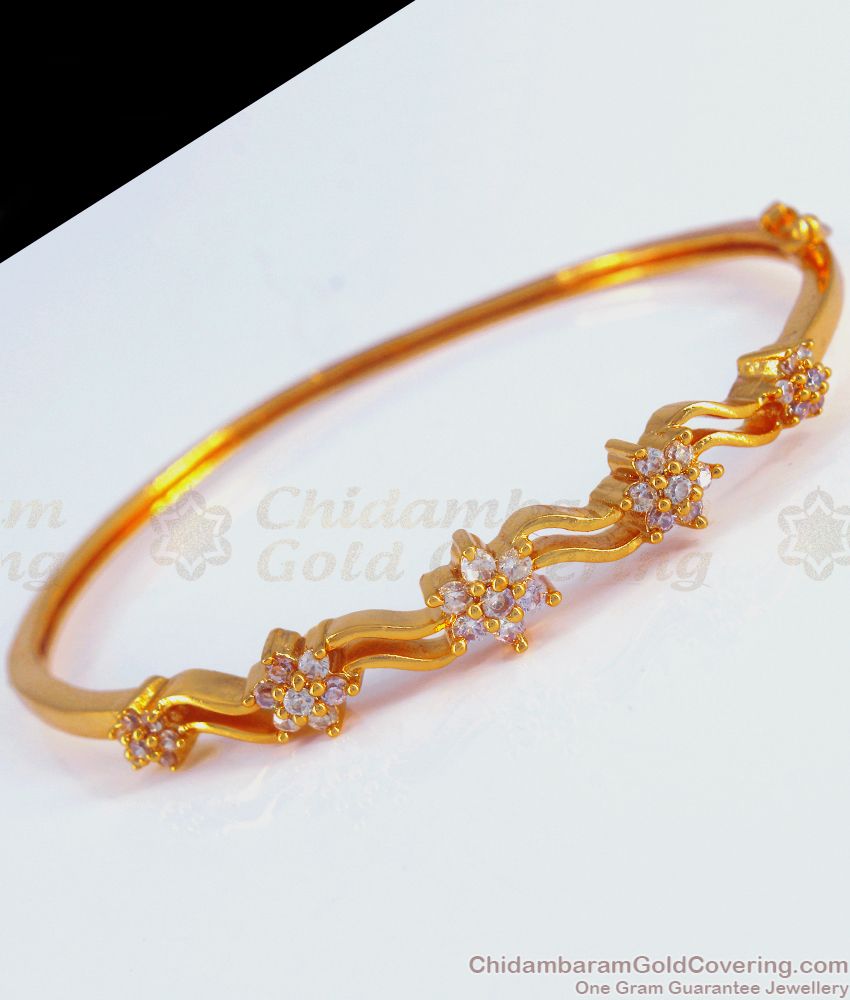 One Gram Gold Bracelet White Stone Flower Design BRAC622