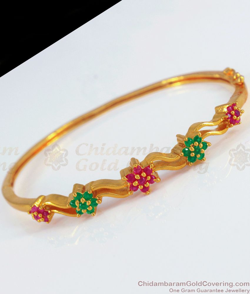 Emerald Ruby Stone Gold Imitation Bracelet Shop Online BRAC624