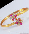 Open Type Gold Bracelet Floral Ruby White Stone BRAC631