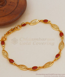 Lucky Coral Red Stone Gold Bracelet For Women BRAC662